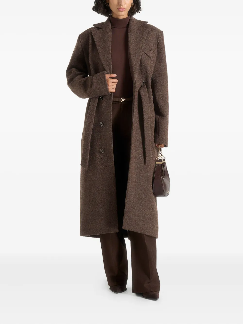 Manière De Voir Jena Belt Coat In Brown