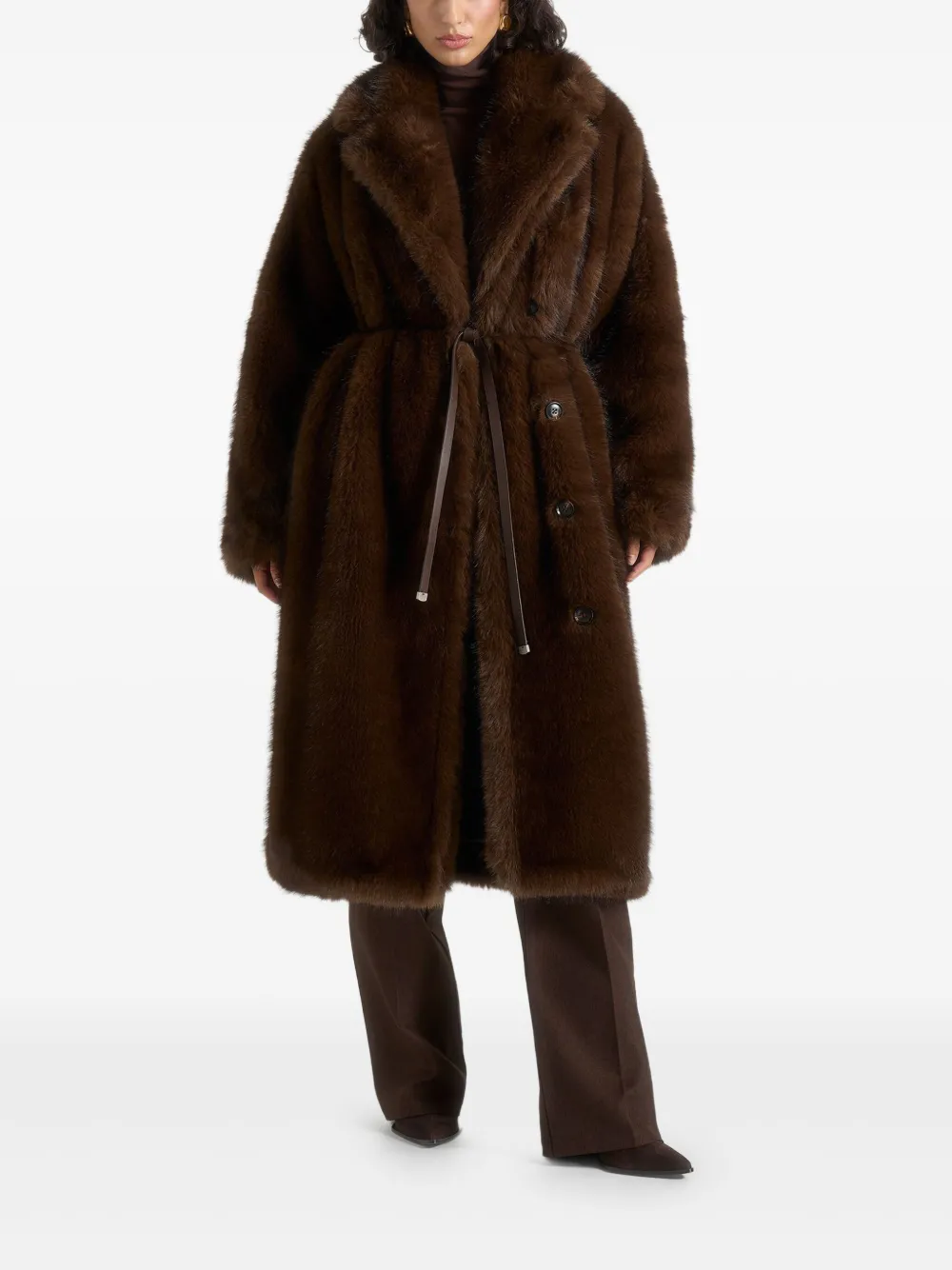 Manière De Voir Bria faux fur belted coat | Faux Fur & Shearling Coats | Image 2