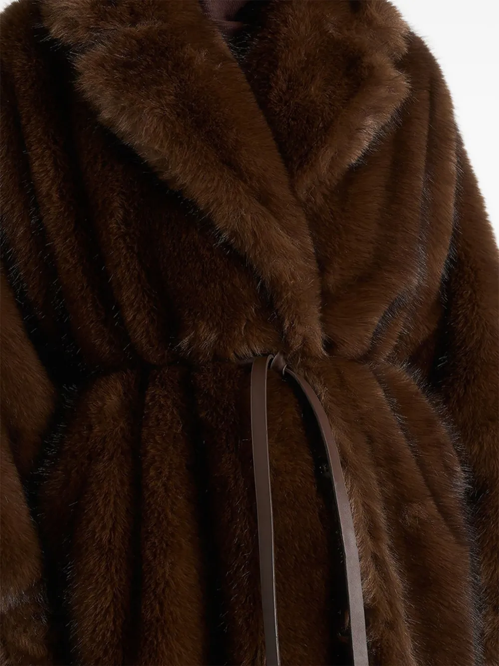 Bria Faux-Fur Belted Brown Oversized Coat
