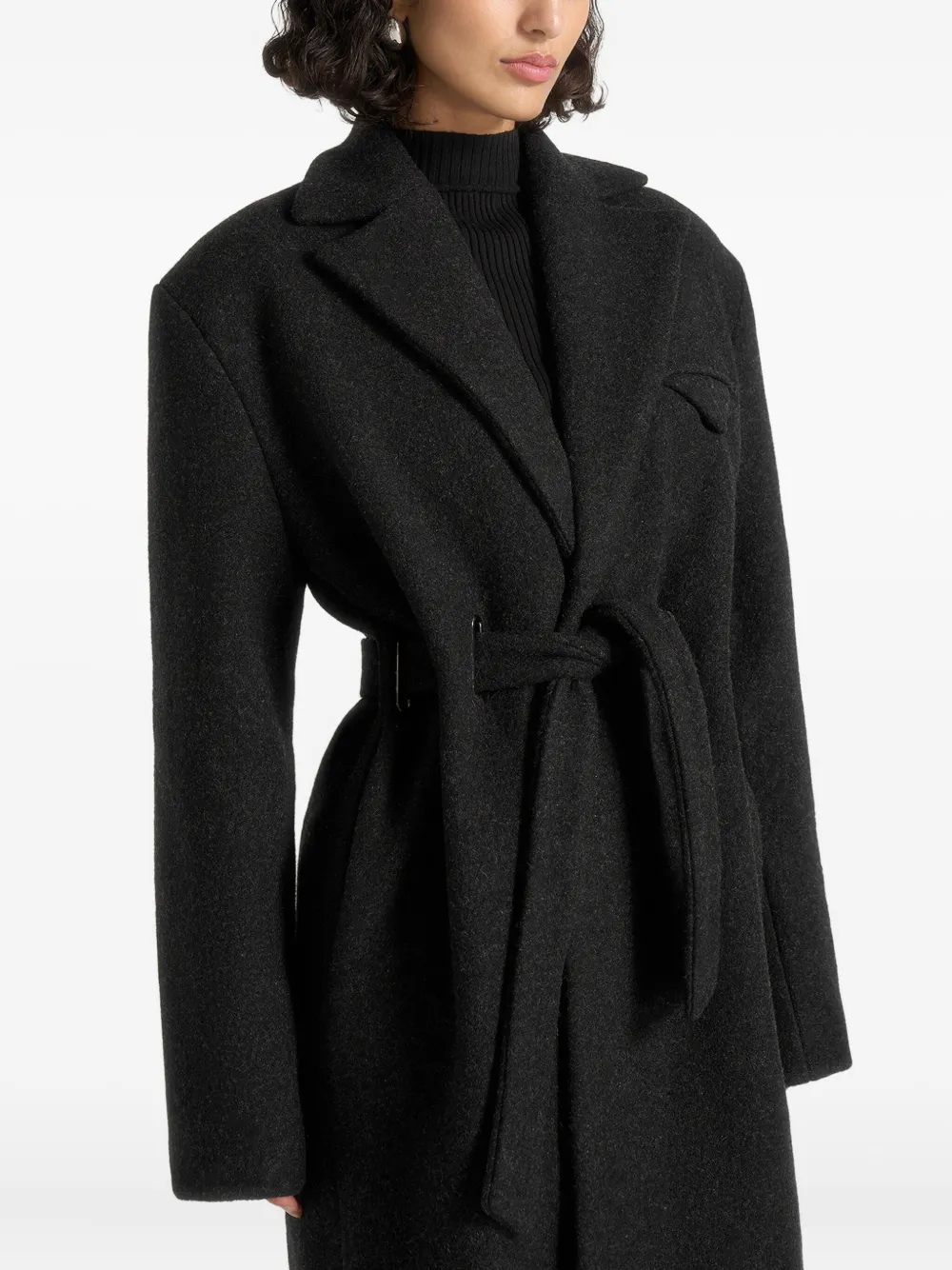 Manière De Voir Jena Belted Coat In Black