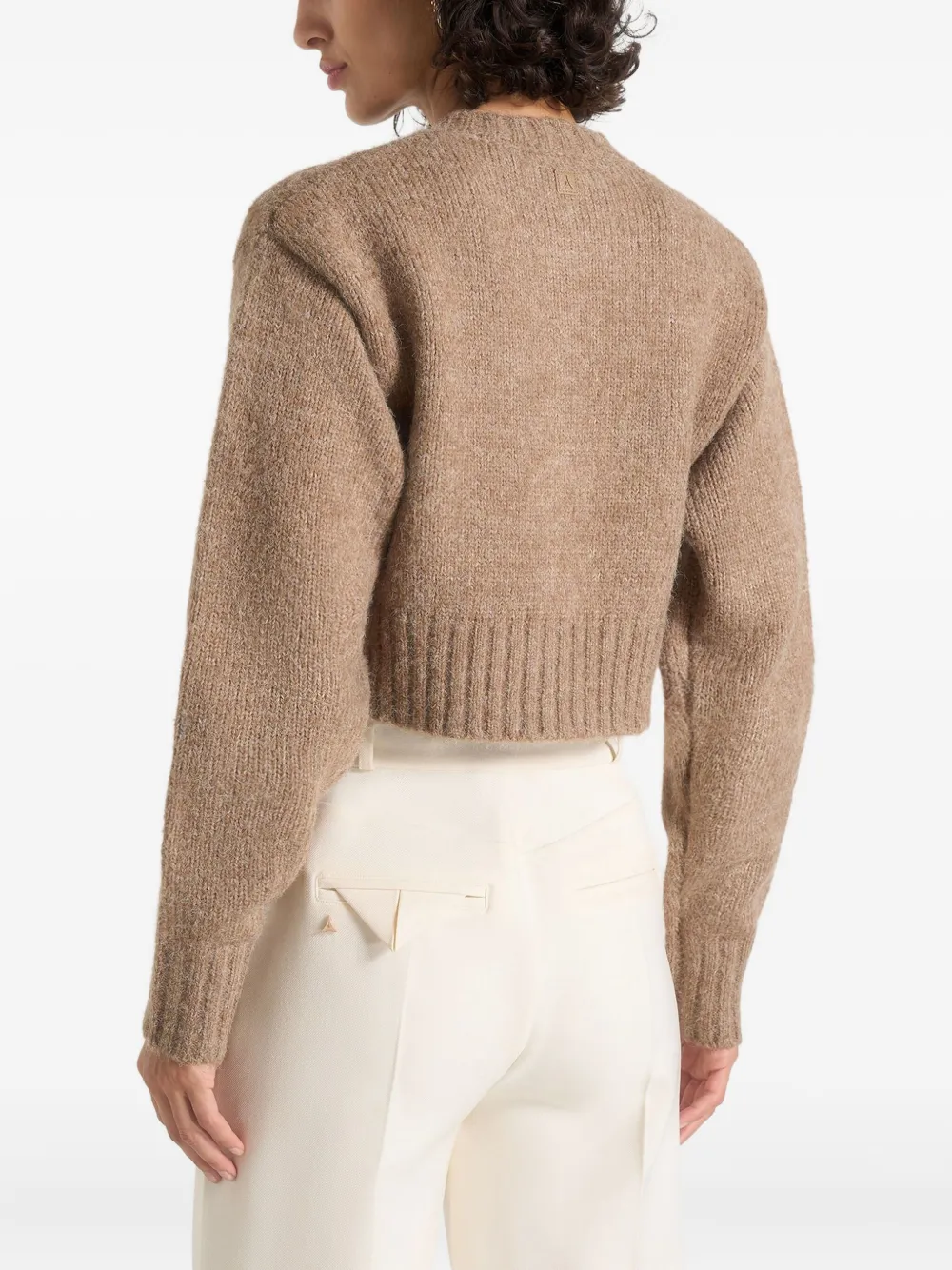 Manière De Voir Caren Brushed Button Cardigan In Neutral