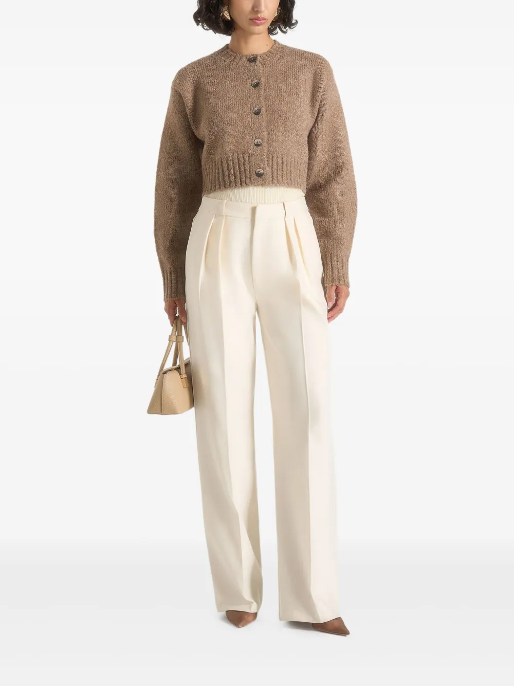 Manière De Voir Caren geborsteld vest met knoop Beige