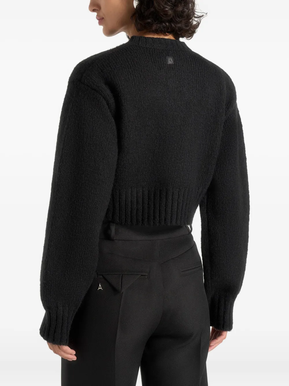 Manière De Voir Caren Brushed Button Cardigan In Black