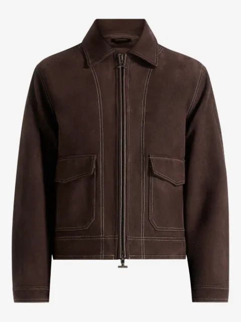 Manière De Voir Vince - suede contrast stitch jacket - brown
