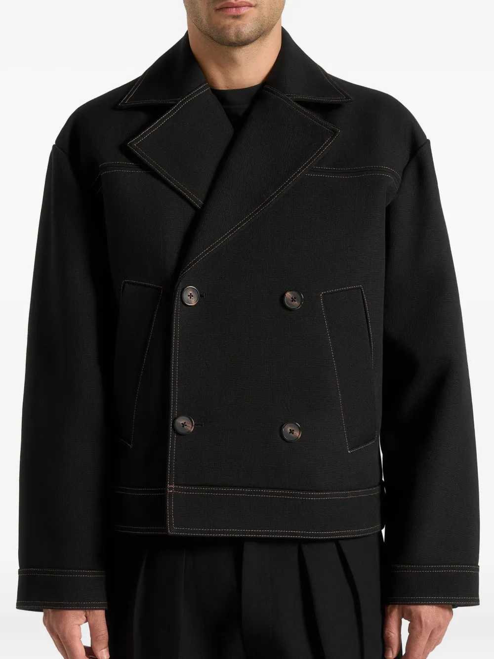 Manière De Voir Mika Double-breasted Jacket In Black