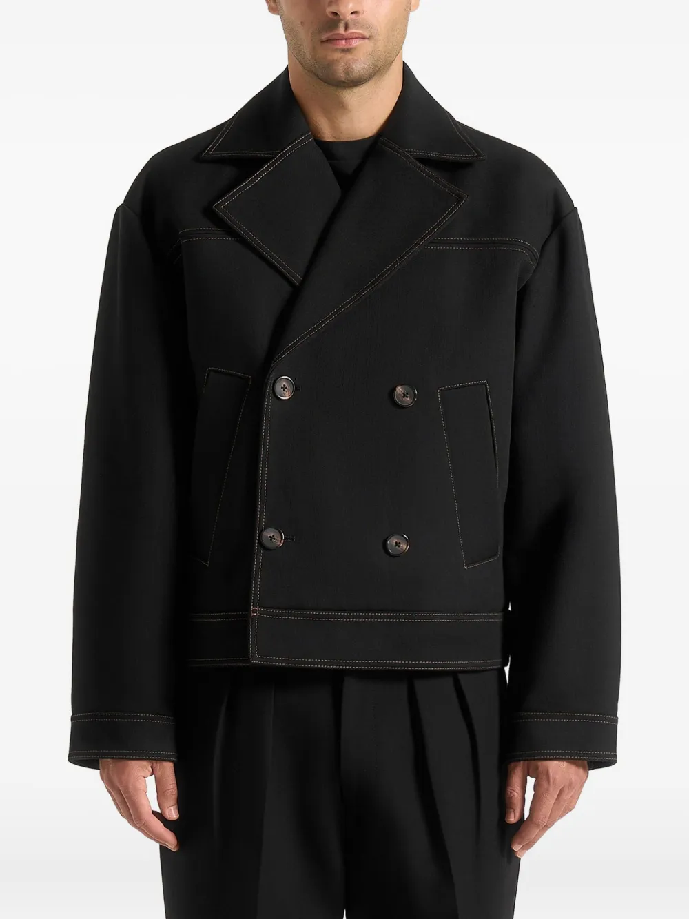 Manière De Voir Mika Double-breasted Jacket In Black