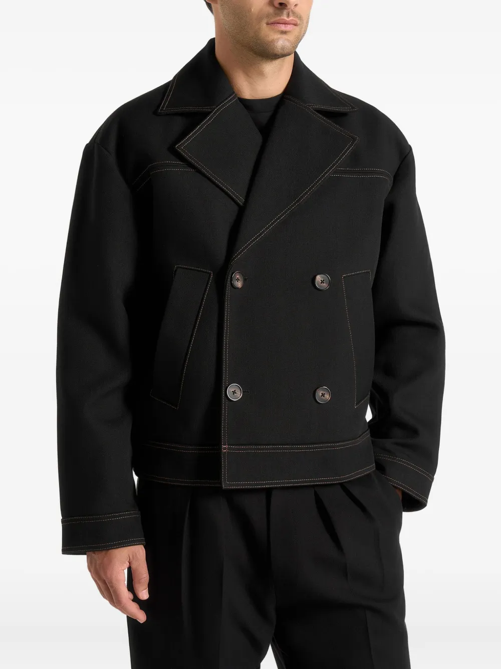 Manière De Voir Mika Double-breasted Jacket In Black