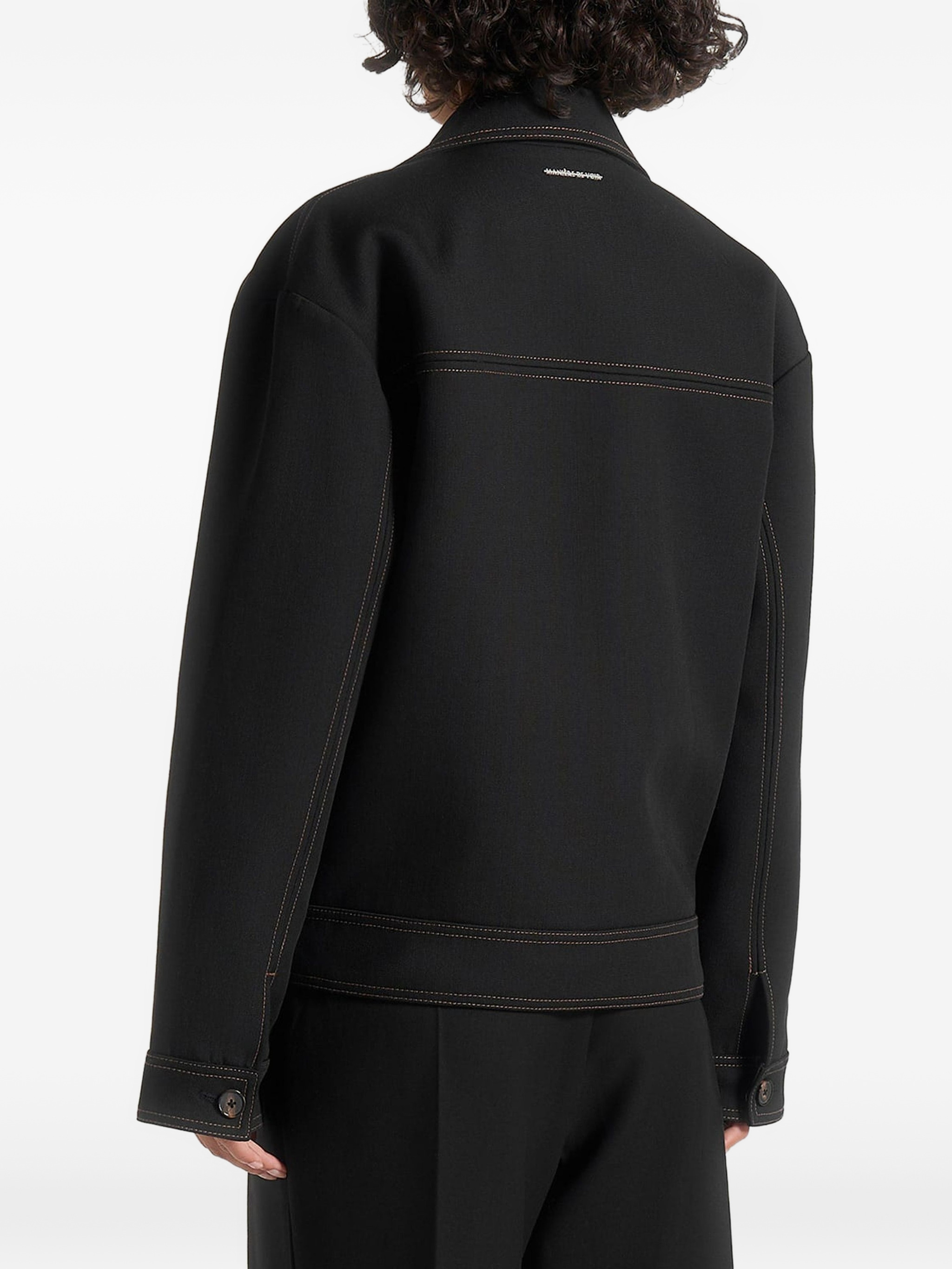 Mika unisex tailored double breasted jacket with contrast stitch — Image 3