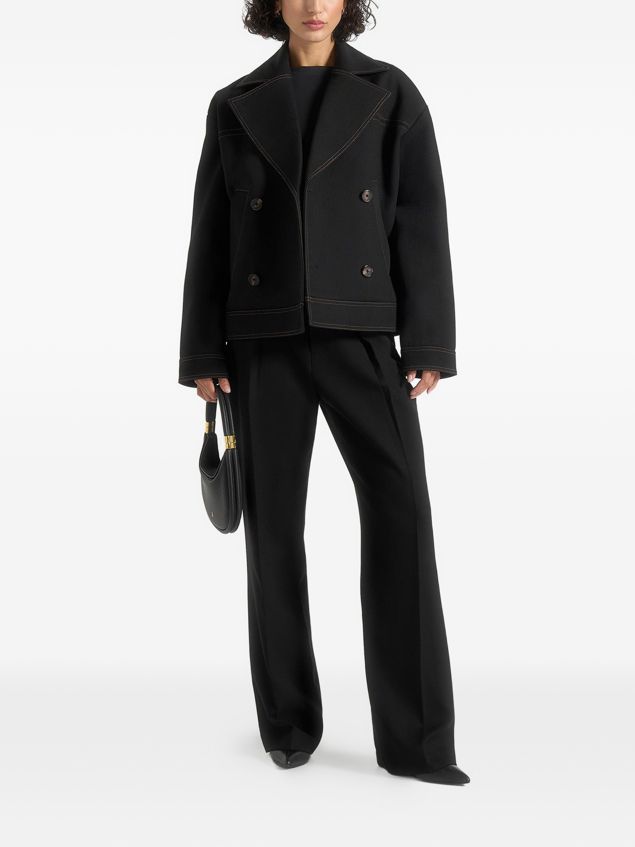 Mika unisex tailored double breasted jacket with contrast stitch — Image 5