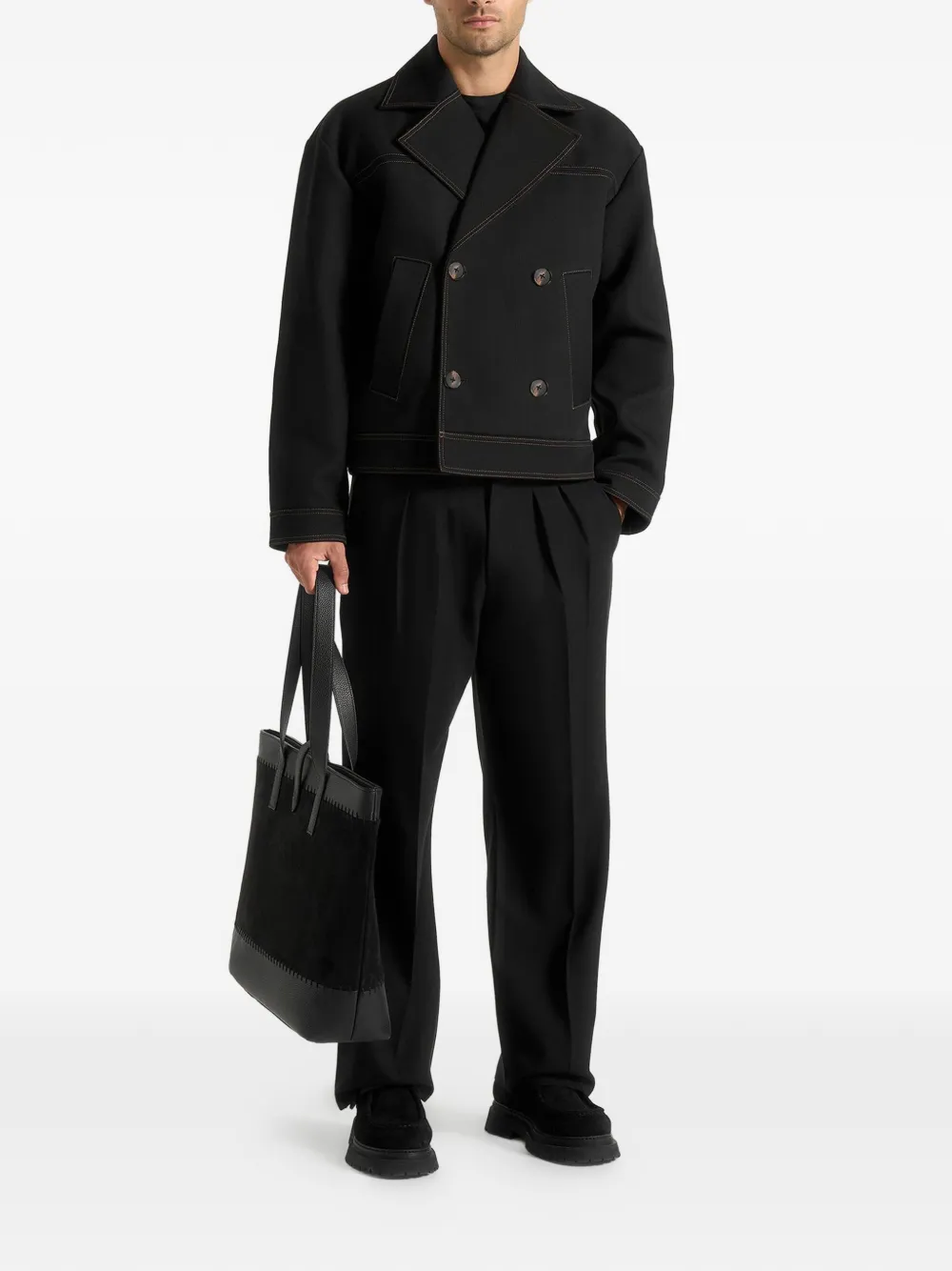 Manière De Voir Mika blazer met dubbele rij knopen met contrasterend stiksel Zwart