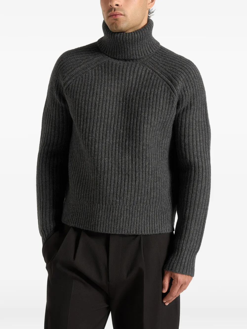 Rudy Roll-Neck Chunky-Knit Grey Sweater