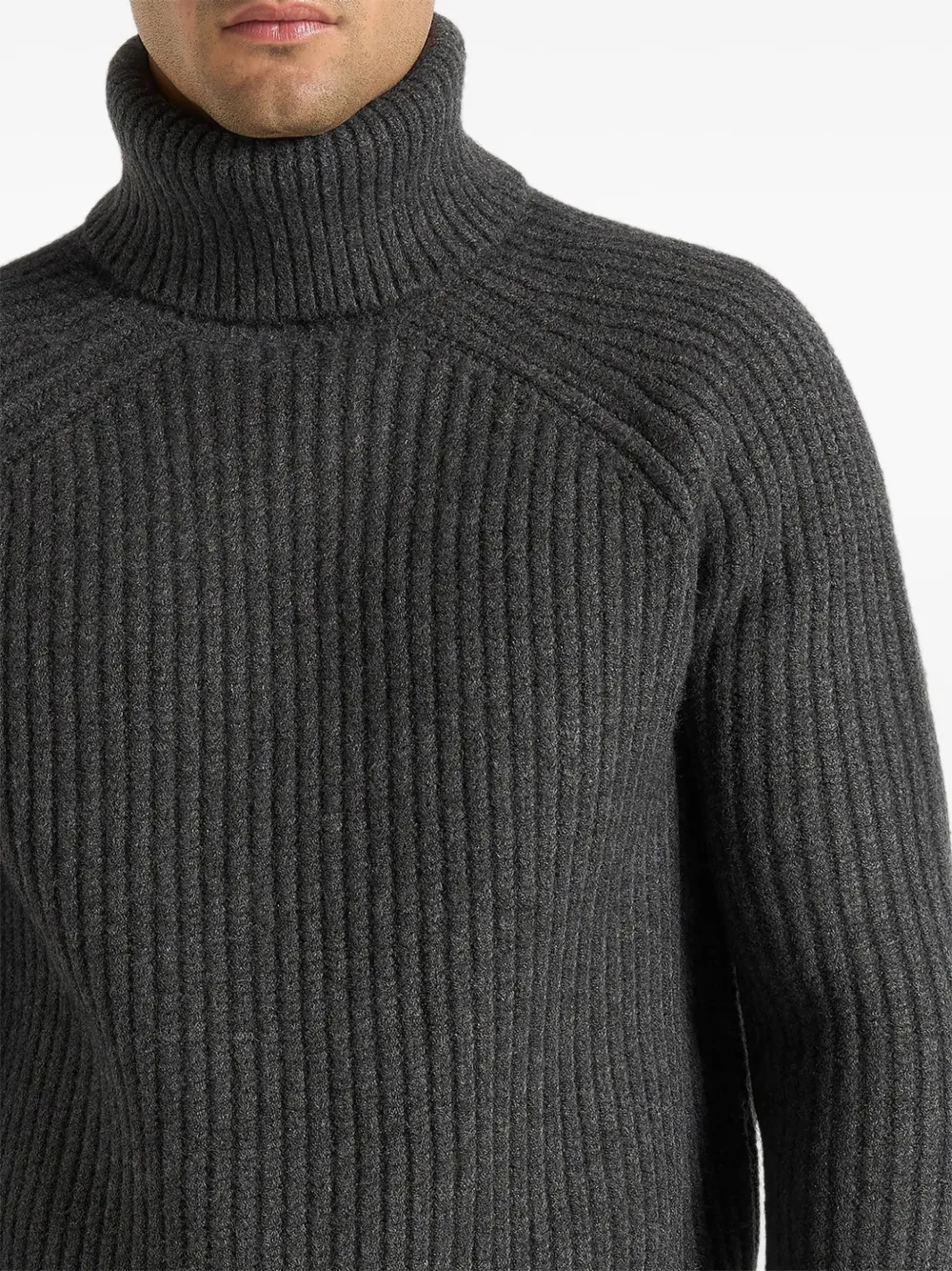 Rudy Roll-Neck Chunky-Knit Grey Sweater
