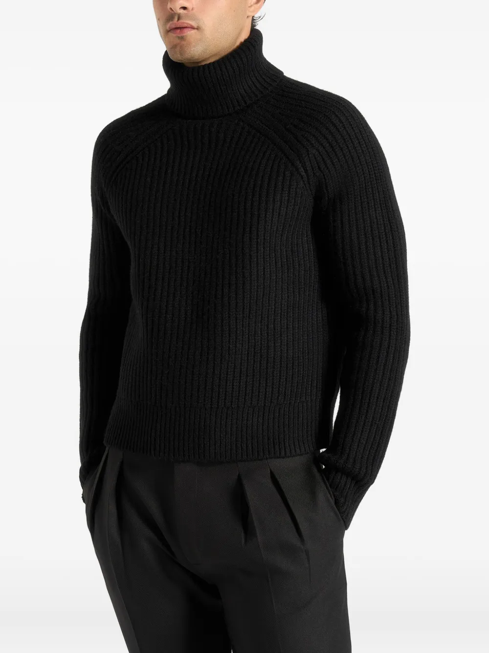 Rudy Roll-Neck Chunky-Knit Black Sweater