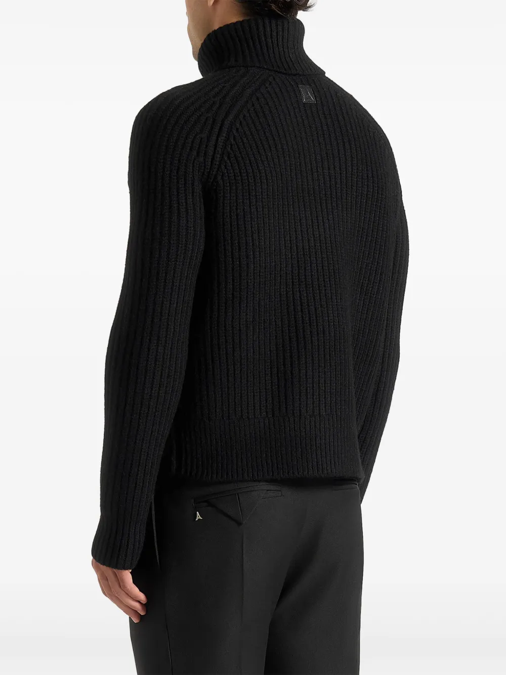 Rudy Roll-Neck Chunky-Knit Black Sweater