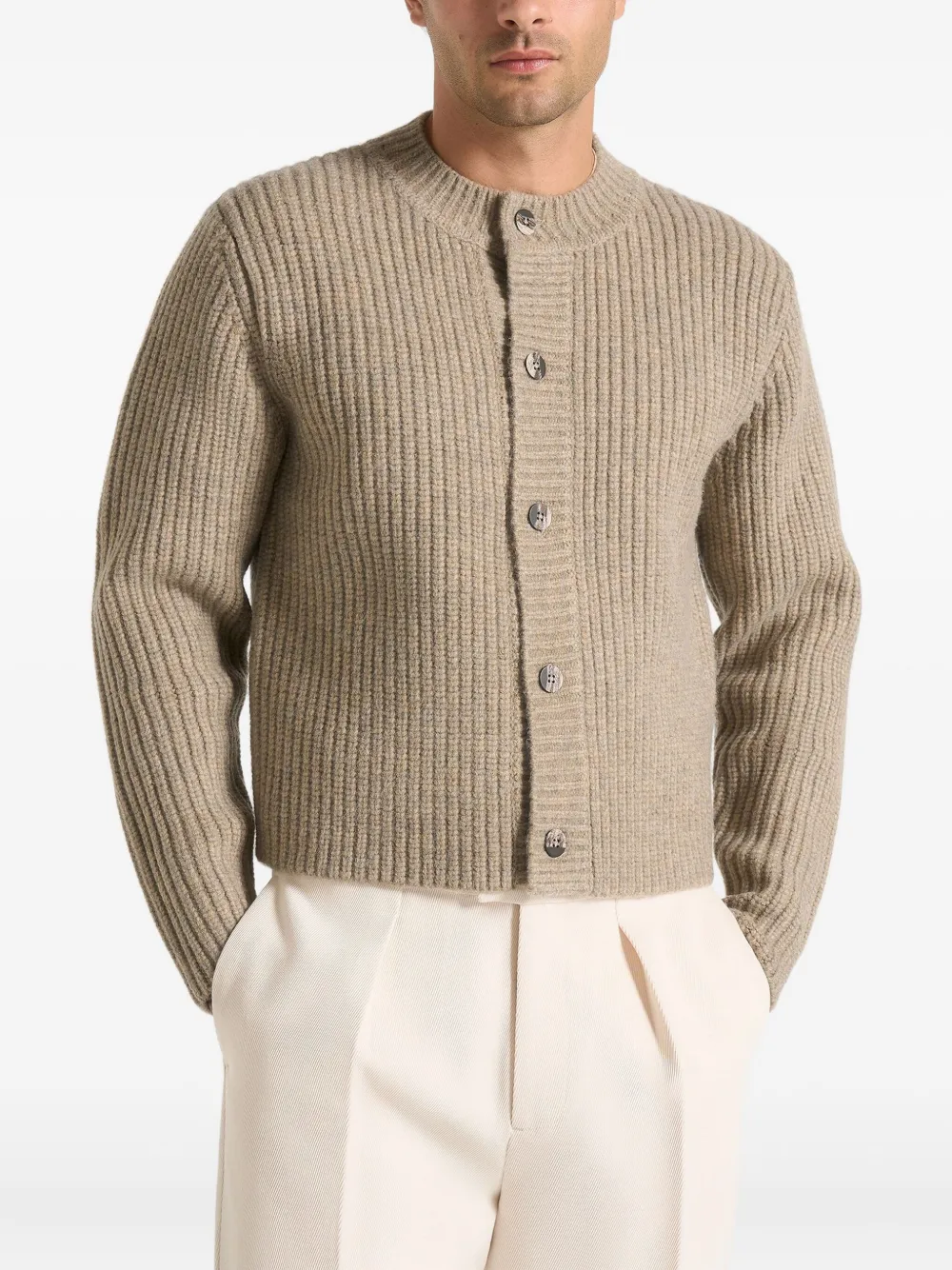 Manière De Voir Alix geribbeld vest Beige