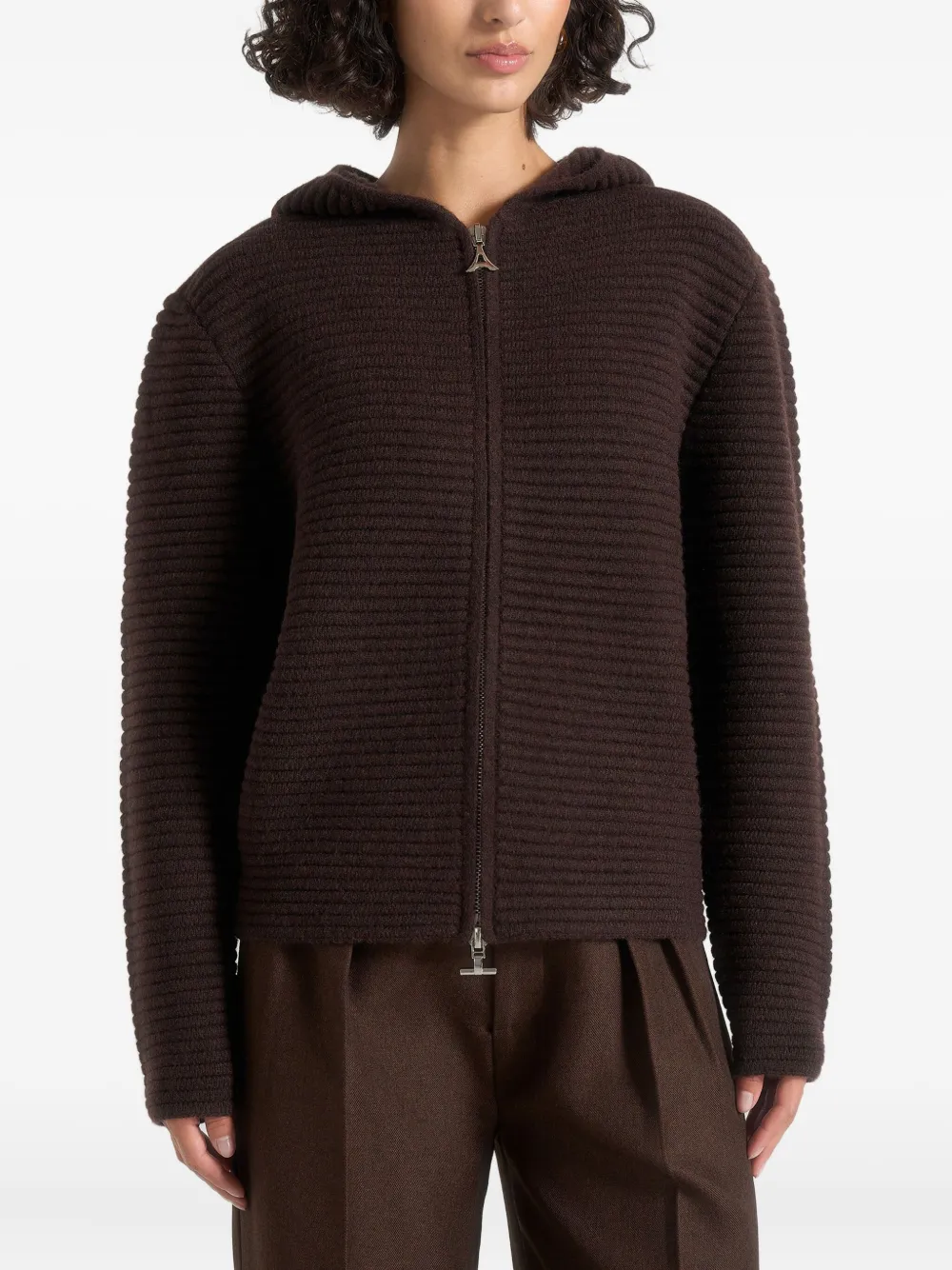 Manière De Voir Eden Hooded Jacket In Brown