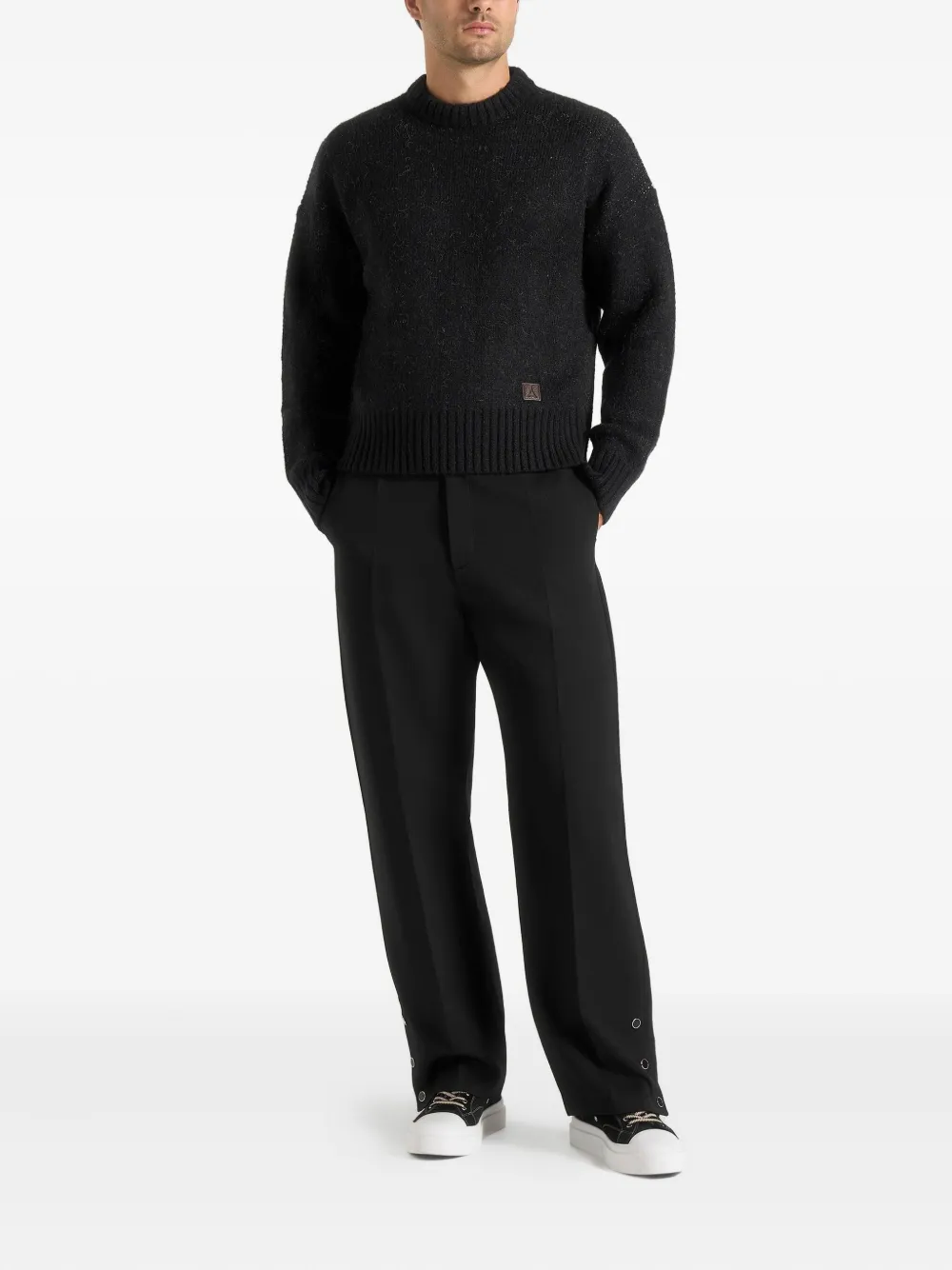 Manière De Voir Kamil slogan-intarsia sweater - Zwart
