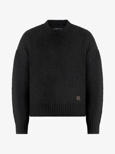 Manière De Voir Kamil - art slogan en laine brossée pull - noir