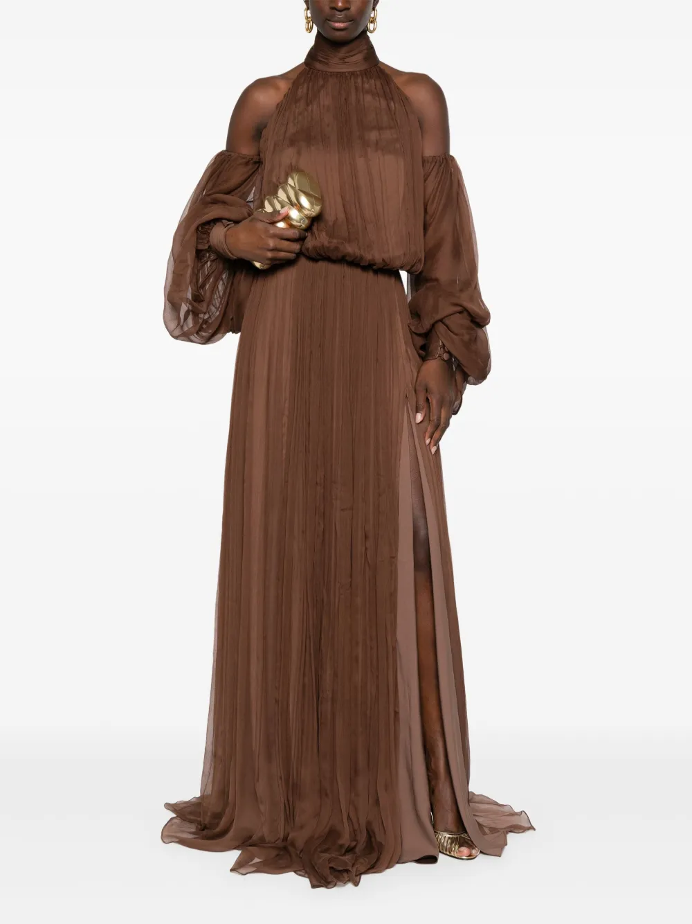 M.Marquise Milena maxi-jurk - Bruin