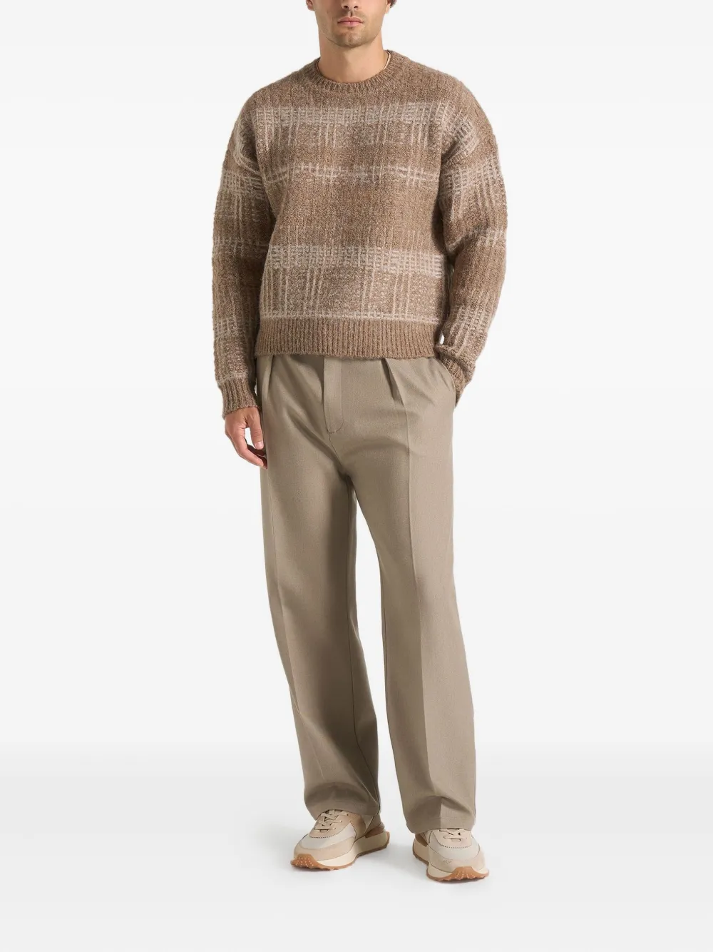 Manière De Voir Ayden checked knitted sweater | Neutrals | Image 1