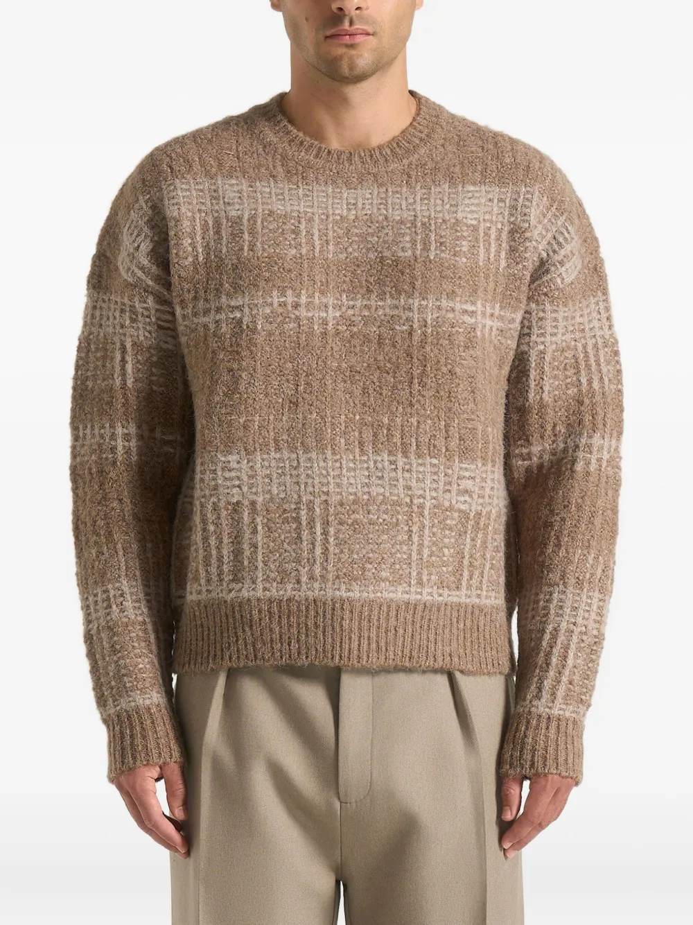 Manière De Voir Ayden checked knitted sweater - Beige