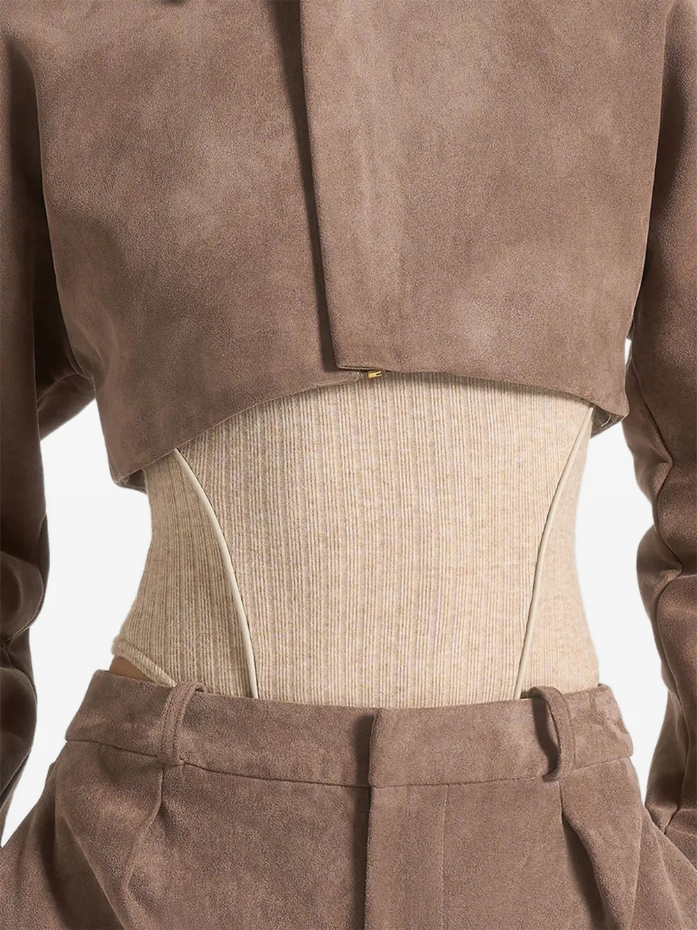 Manière De Voir Elya Balloon-sleeve Jacket In Brown