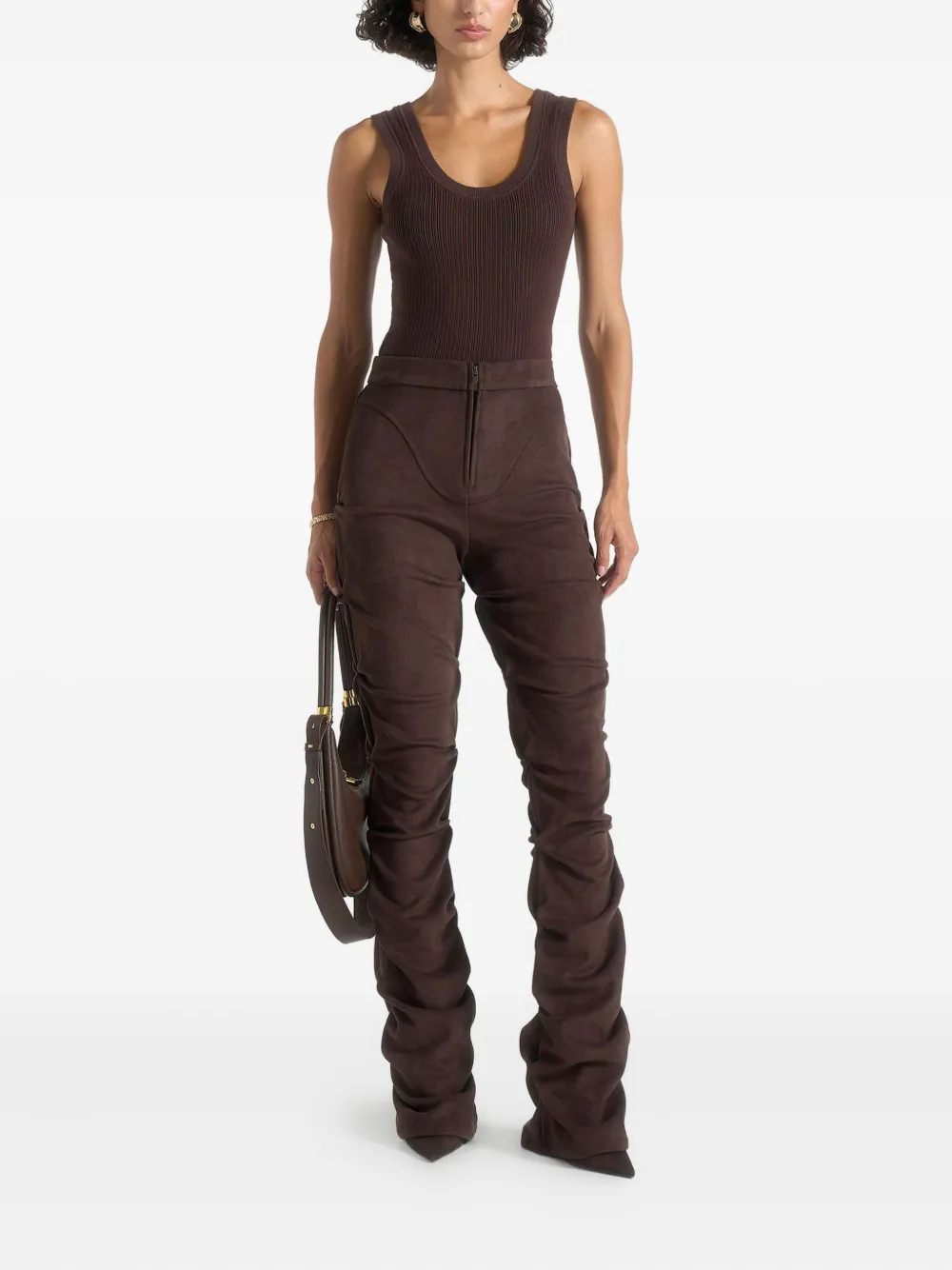 Manière De Voir Caroline flared leren broek - Bruin