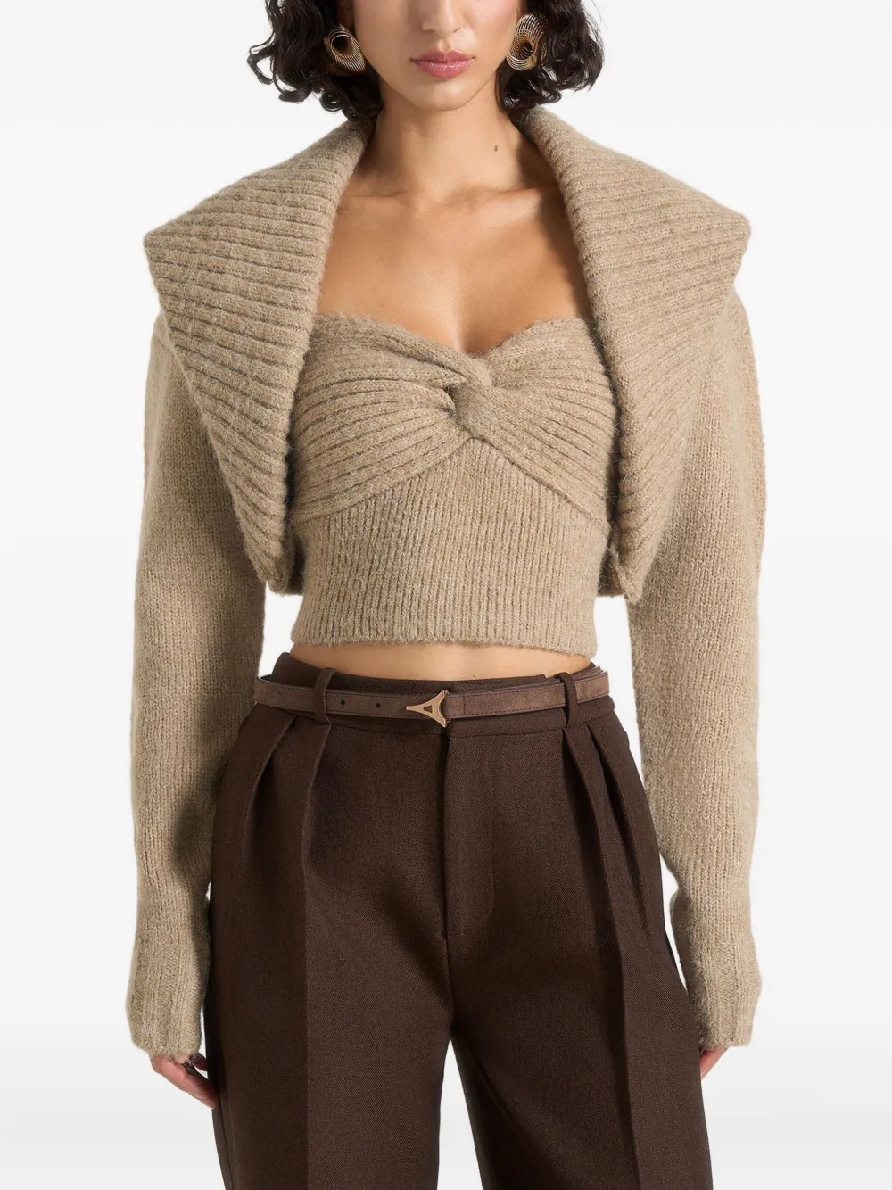 Manière De Voir Emya twisted bandeau shawl top | Neutrals | Image 1