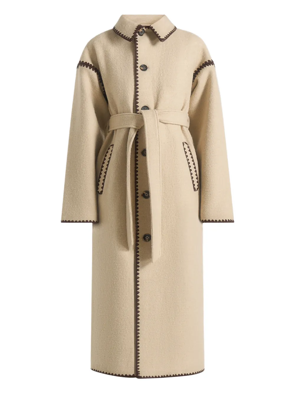 Manière De Voir Elora whipstitch belted coat - Toni neutri