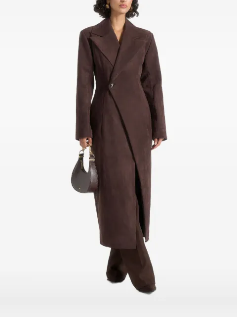 Manière De Voir Esma asymmetric suede wrap coat