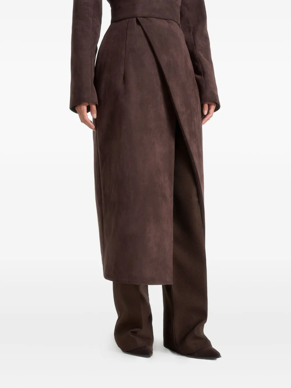 Manière De Voir Asymmetrischer Esma Wickelmantel Aus Wildleder In Brown