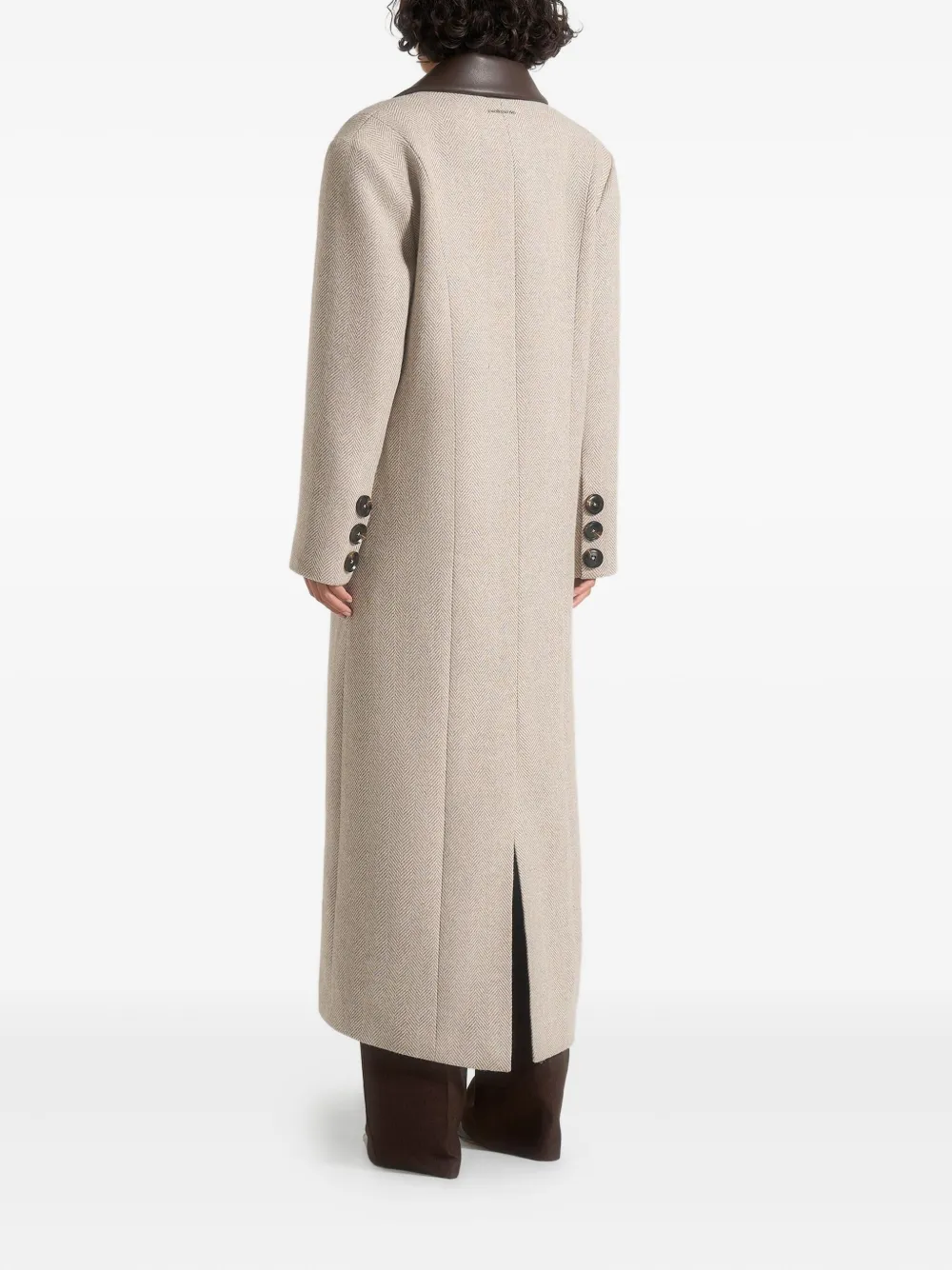 Manière De Voir Anissa herringbone leather-collar coat | Single Breasted Coats | Image 2