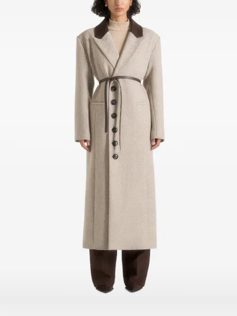 Manière De Voir Anissa herringbone leather-collar coat