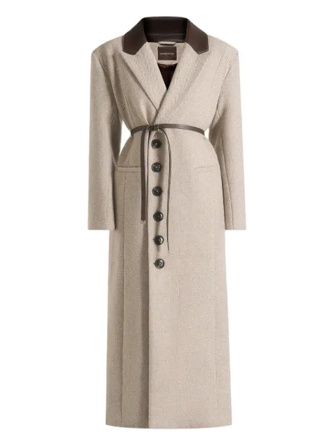 Manière De Voir Anissa herringbone leather-collar coat