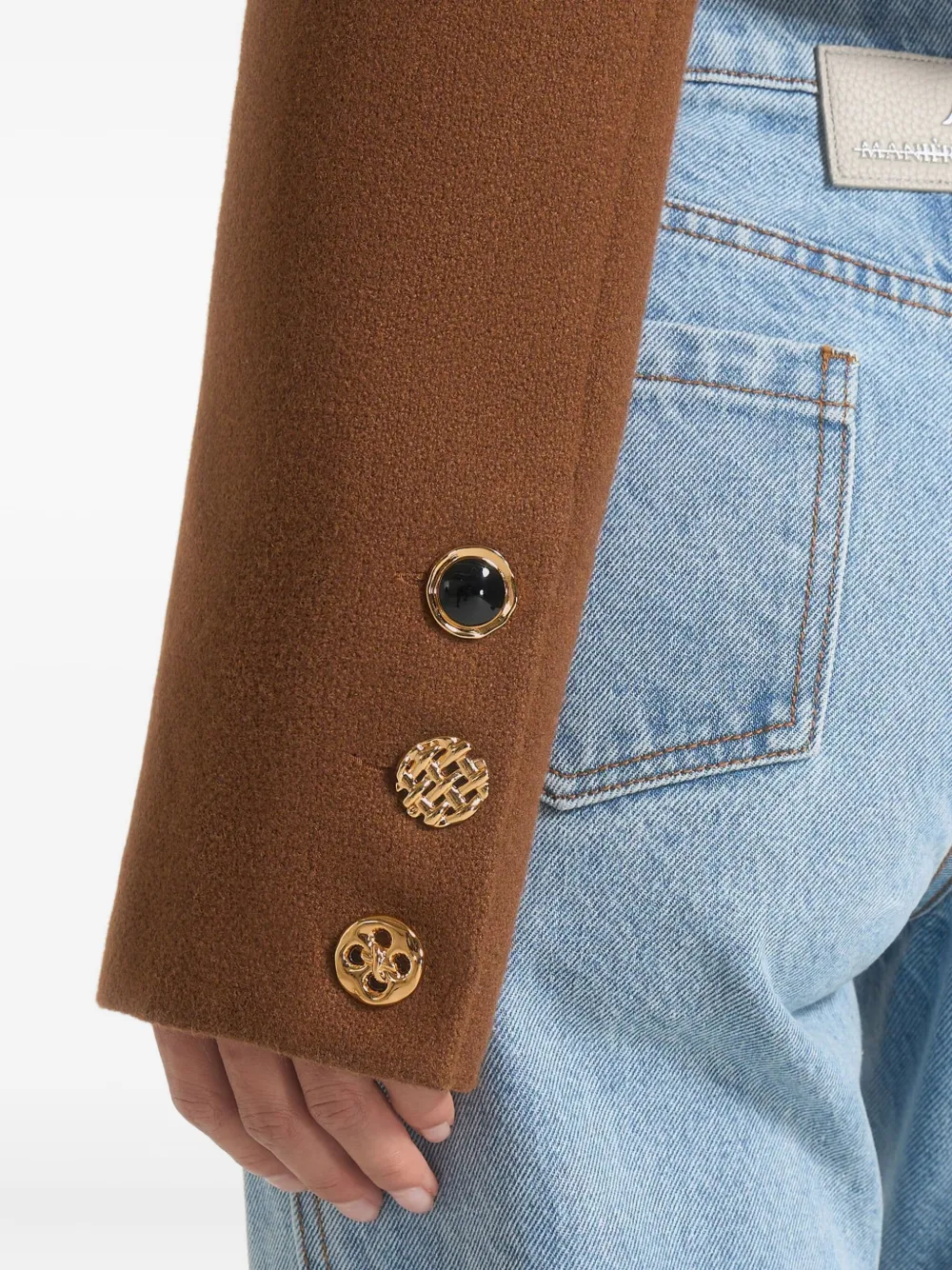 Manière De Voir Evana Stand-collar Button Jacket In Brown
