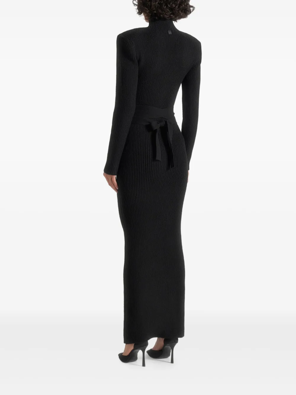 Manière De Voir Hana maxi-jurk met gestrikte taille Zwart