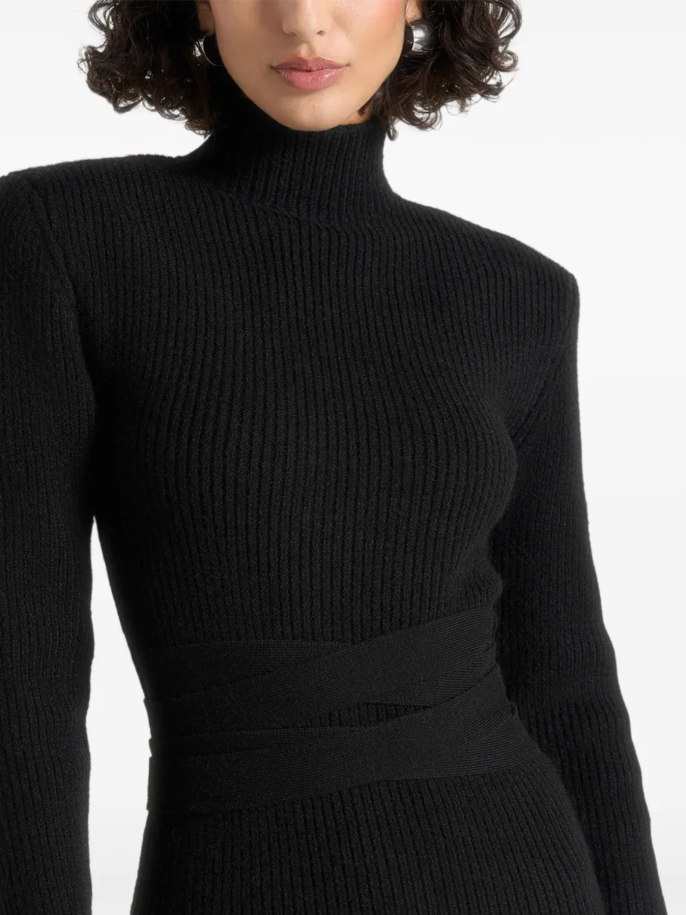 Manière De Voir Hana maxi-jurk met gestrikte taille Zwart