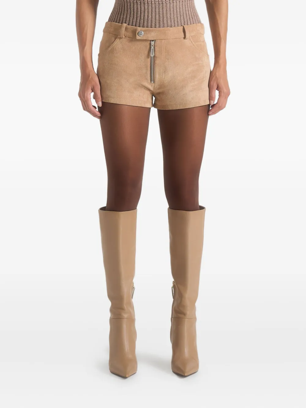 Manière De Voir Fara suede zip shorts - Toni neutri