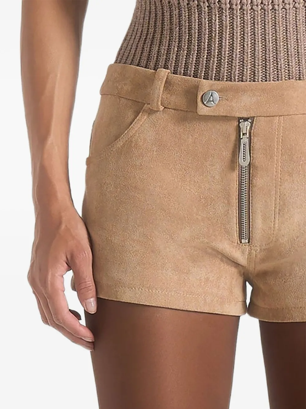 Manière De Voir Fara suede zip shorts | Leather & Faux Leather Shorts | Image 2