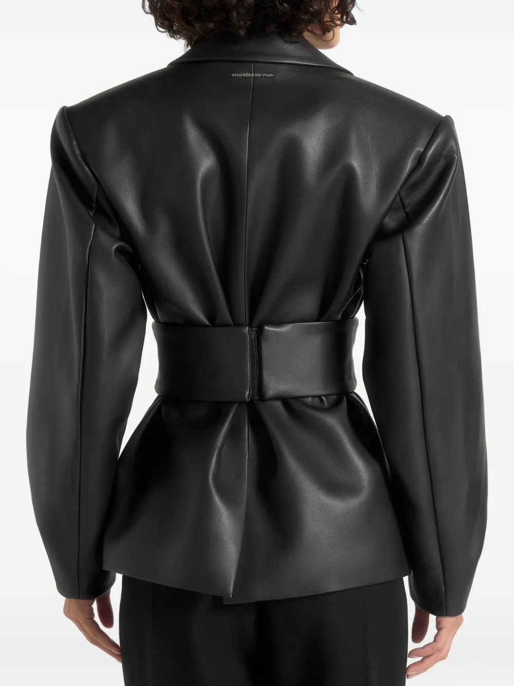 Manière De Voir Marie Twist-sleeve Belted Blazer In Black