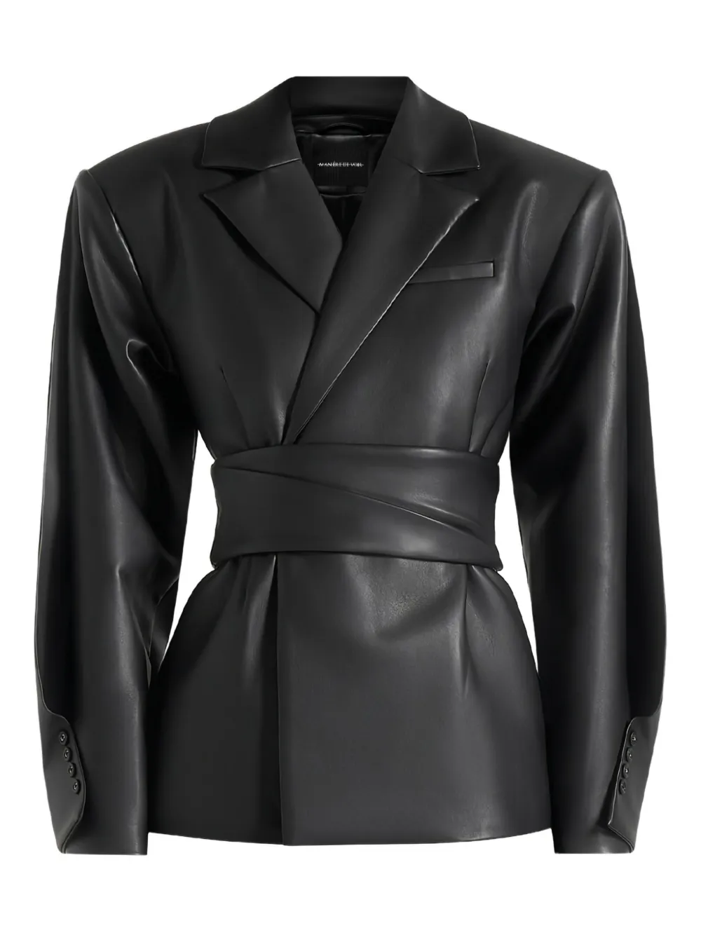 Manière De Voir Marie twist-sleeve belted blazer - Schwarz