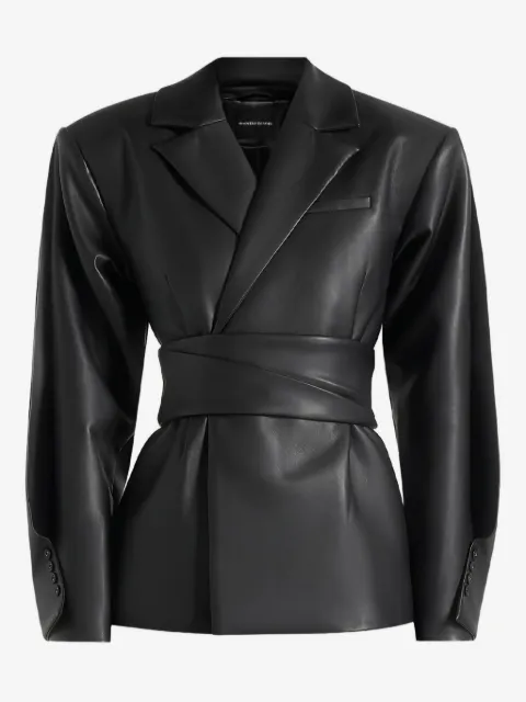 Manière De Voir blazer Marie de piel con mangas retorcidas y cinturón