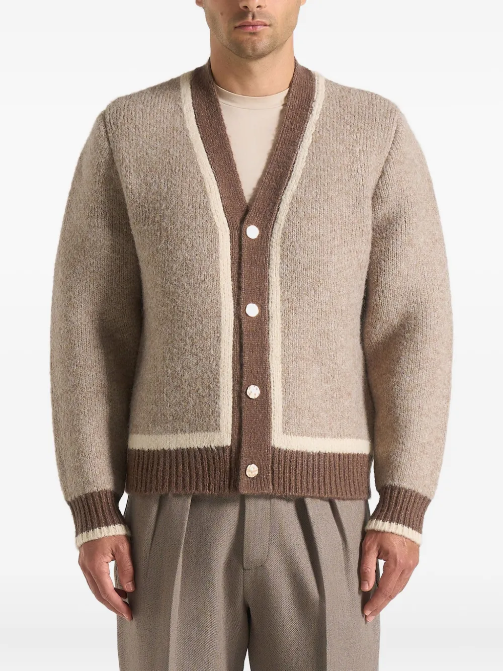 Manière De Voir Elon contrast-panel button cardigan | Neutrals | Image 1