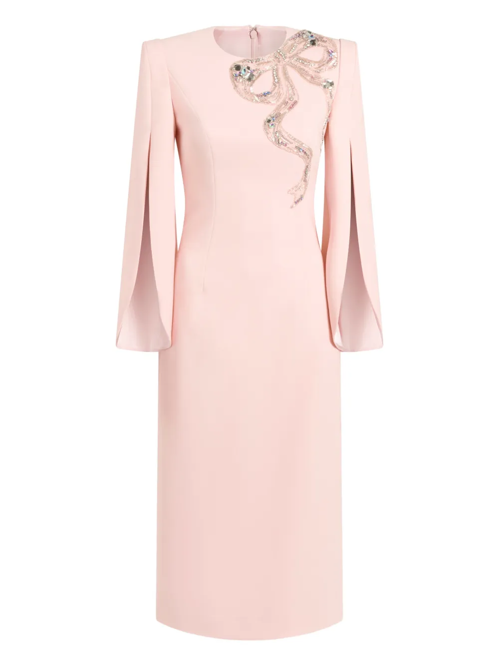 Jenny Packham Bow-embellished Midi Dress In Pink