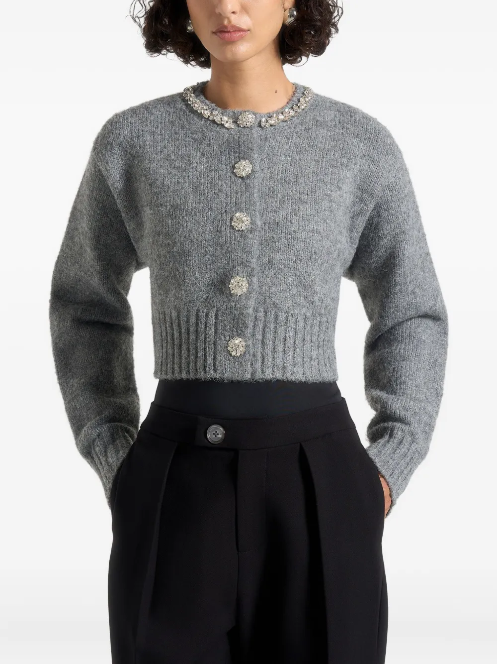 Manière De Voir Caren vest met verfraaide knoop Grijs