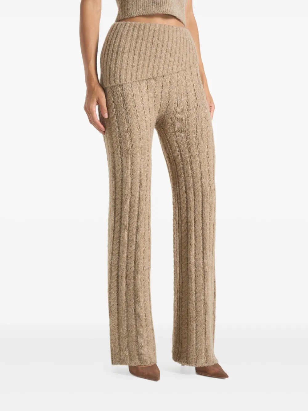 Manière De Voir Elvy kabelgebreide fit & flare-broek met omslag Beige