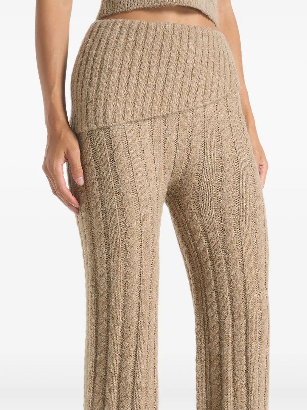 Manière De Voir Elvy kabelgebreide fit & flare-broek met omslag Beige