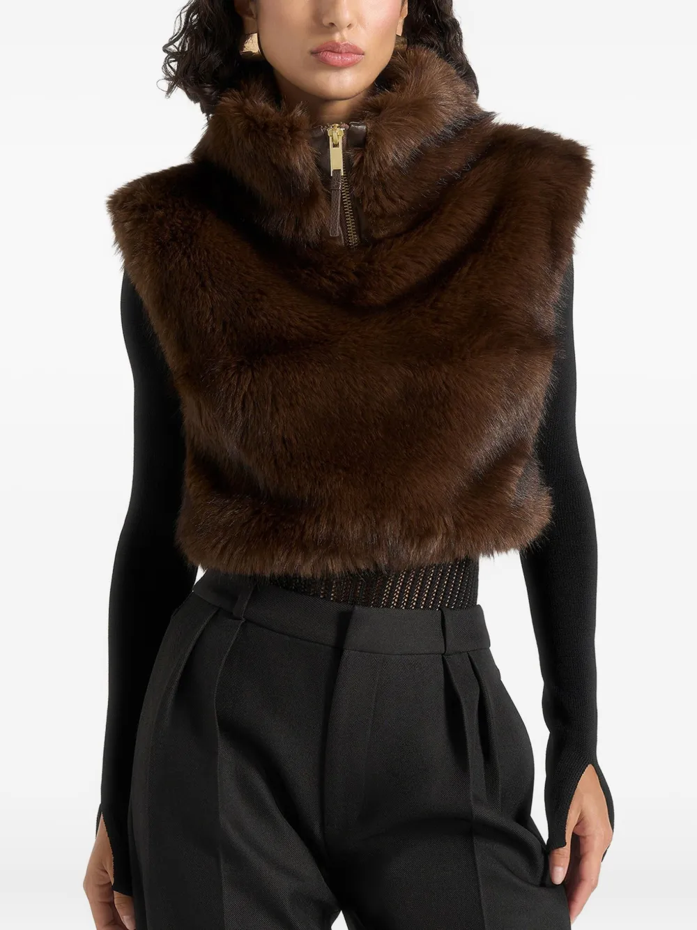 Manière De Voir Colete Nyla gola alta com zíper | Marrom | Image 1