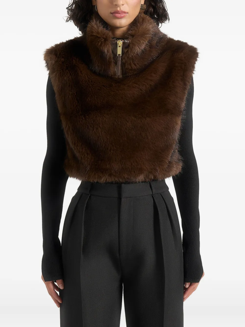 Manière De Voir Nyla vest met hoge hals en rits Bruin