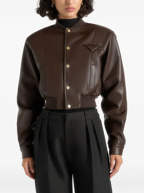 Manière De Voir Zina leather wide shoulder bomber jacket